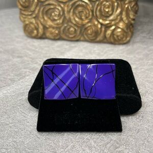 Vintage 80’s Purple Geometric Earrings